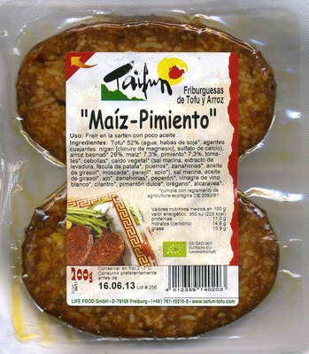 Foto de Hamburguesas vegetales Friburguesas de tofu y arroz Maíz-Pimiento