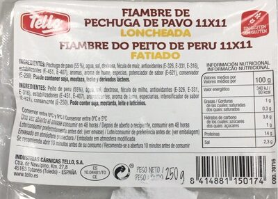 Foto de Fiambre de pechuga de pavo 11x11 loncheada