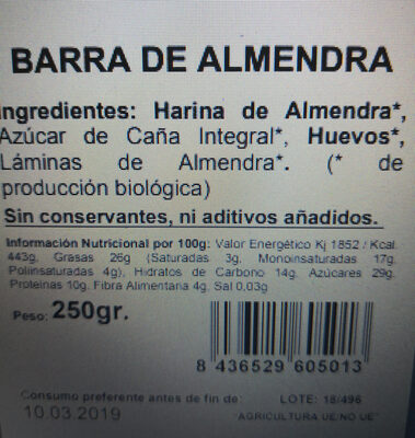Foto de Barra de almendra