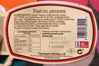 Foto de Fuet sin pimienta