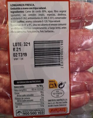 Foto de Longaniza fresca de cerdo