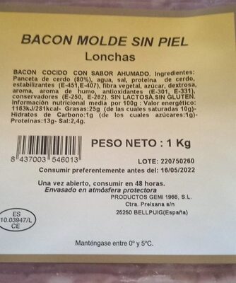 Foto de Bacon molde sin piel