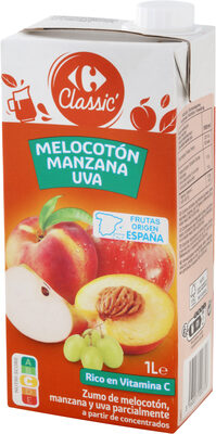 Foto de Zumo de melocotón, manzana y uva