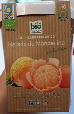 Foto de Helado ecológico de mandarina sin gluten y sin lactosa tarrina