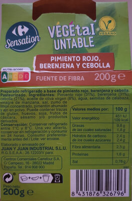 Foto de Untable vegetal pimiento rojo, berenjena y cebolla