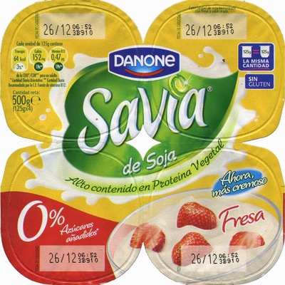 Foto de Postre de soja savia fresa edulcorado - DESCATALOGADO