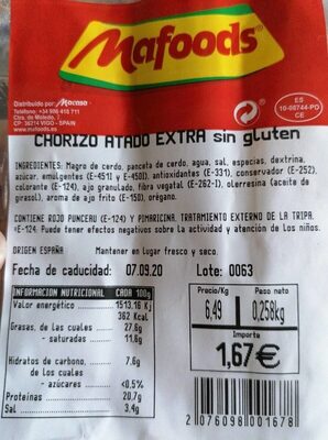 Foto de Chorizo atraso extra sin gluten