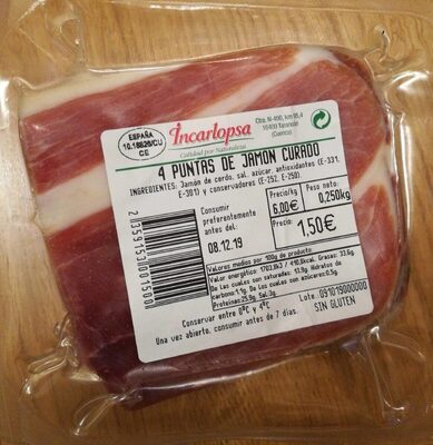 Foto de 4 puntas de jamon curado