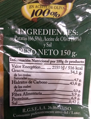 Foto de Patatas fritas onduladas en aceite de oliva 100%