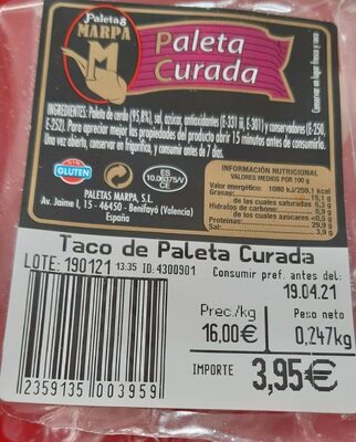 Foto de Paleta curada