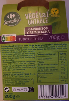 Foto de Untable vegetal garbanzos y remolacha