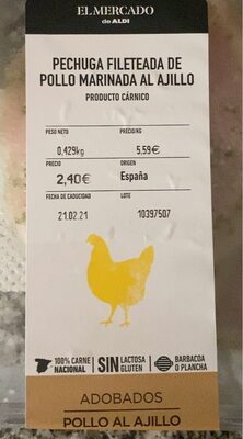 Foto de Pechuga fileteada de pollo al ajillo