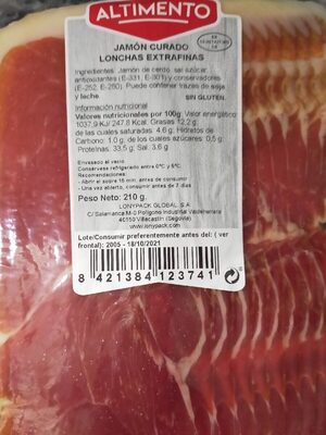 Foto de Jamón curado lonchas extrafinas