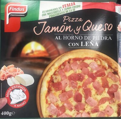 Foto de Pizza jamón y queso al horno de piedra con leña